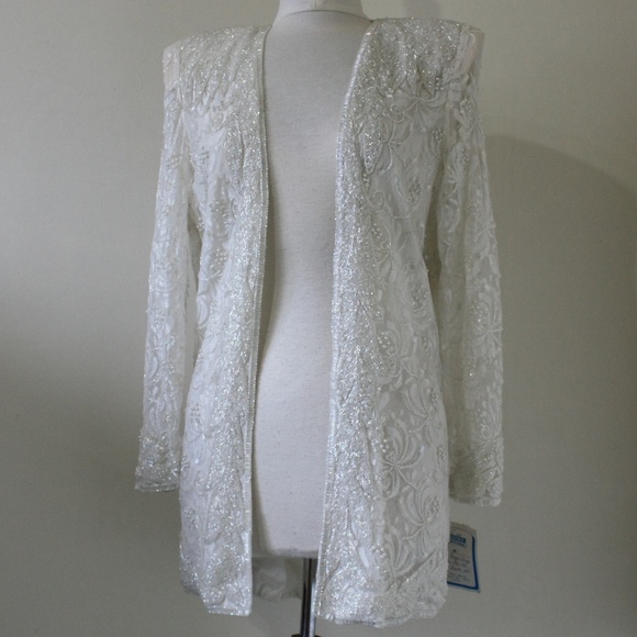 JASDEE Vintage Jacket Sheer Long Sleeve Hand Work Beading On Lace Style 141